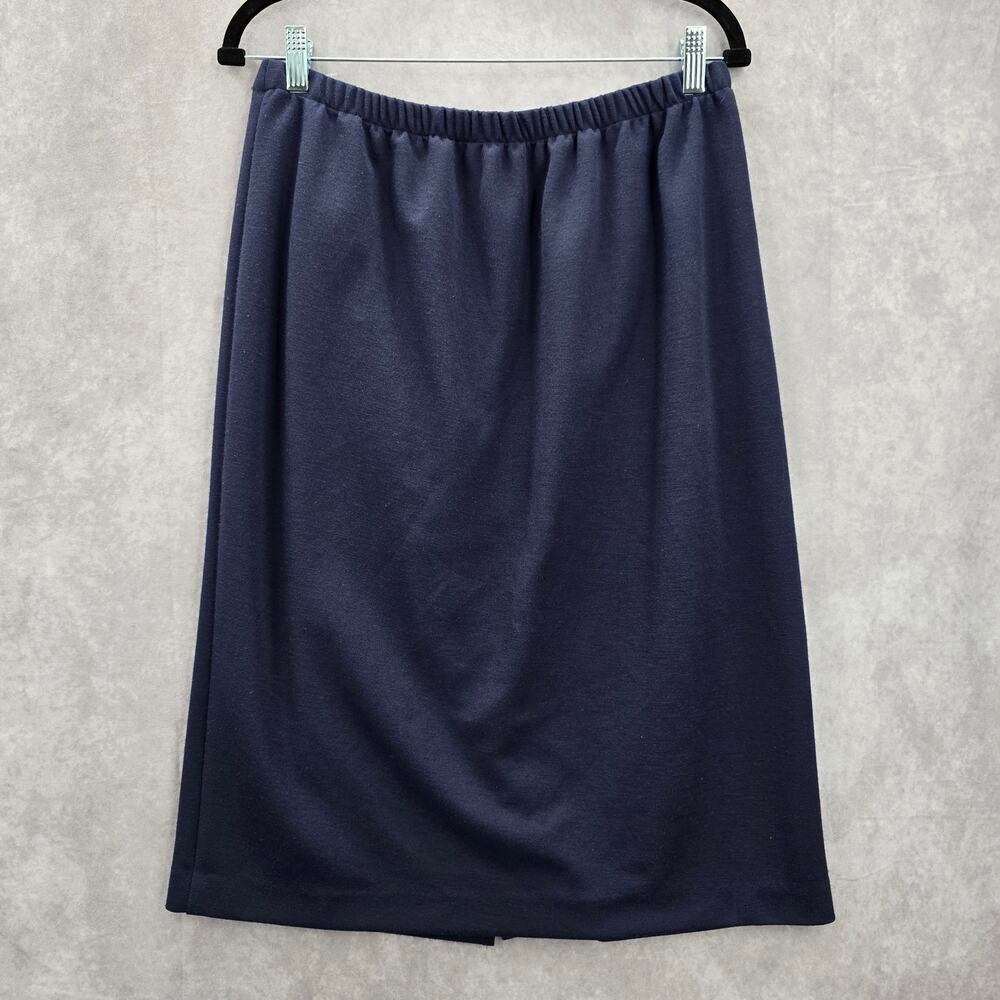 Leslie Fay Blue Knee Length Slit Stretch Executive Skirt Plus 14